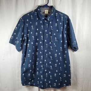 Rustic blue mens short-sleeved button down casual shirt size XL blue